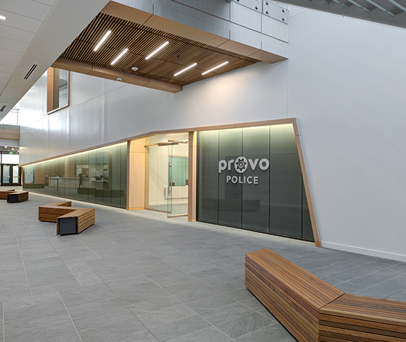 Interior view of police station inside the Provo City Center