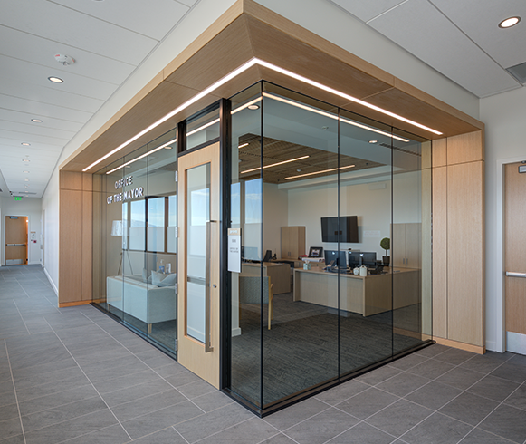 Interior view of the Mayor's office inside the Provo City Center