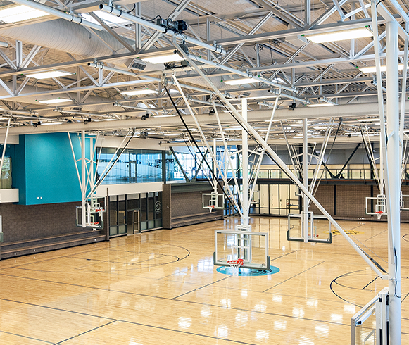 Interior view of basketball court in the Provo Recreation Center