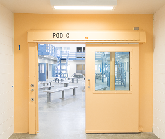 Interior view of Pod C at the R.J. Donovan Correctional Facility