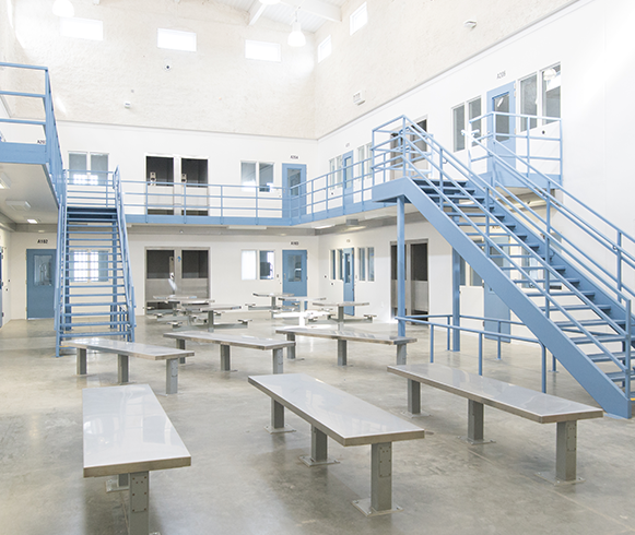 Interior view of cellblock at the R.J. Donovan Correctional Facility
