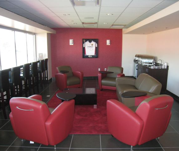 Interior view of VIP room at the America First Field