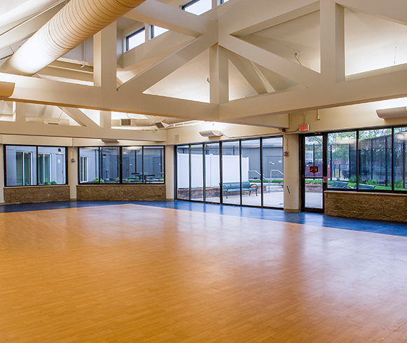 Interior view of gymnasium at SUN Behavioral