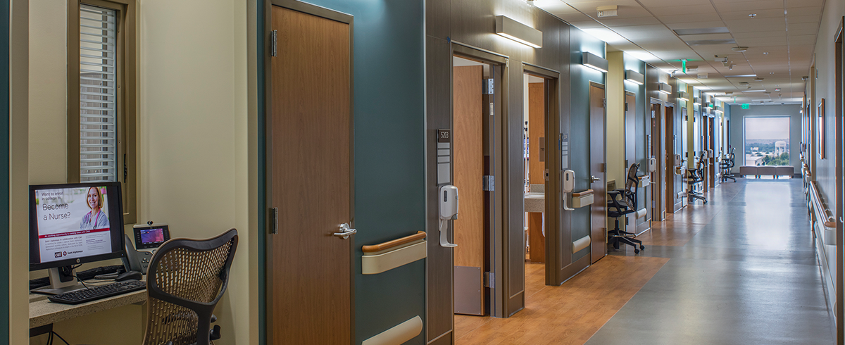 Interior view of hallway inside the Saint Alphonsus Medical Center