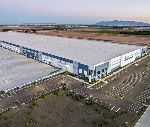 Exterior drone view of the Sarival Logistics Center