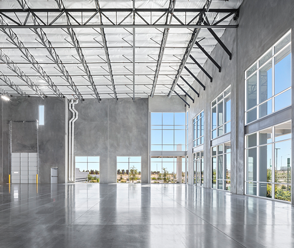 Interior view of the windows at the Sarival Logistics Center