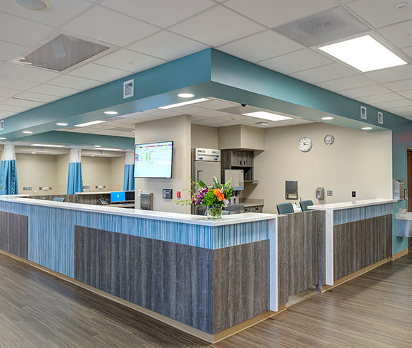 Interior view of nurse station inside the Southern Hills Hospital and Medical Center