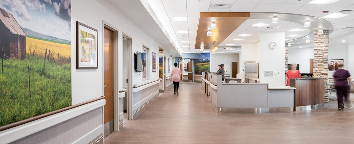 Interior view of nurse station in the State Hospital South | Secure Skilled Nursing Facility