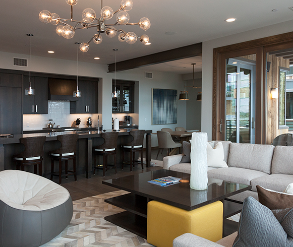 Interior view of luxury condos at the Stein Eriksen Residences