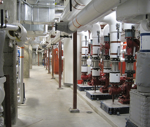 Interior view of HVAC systems in the West Pavilion of the University of Utah Hospital