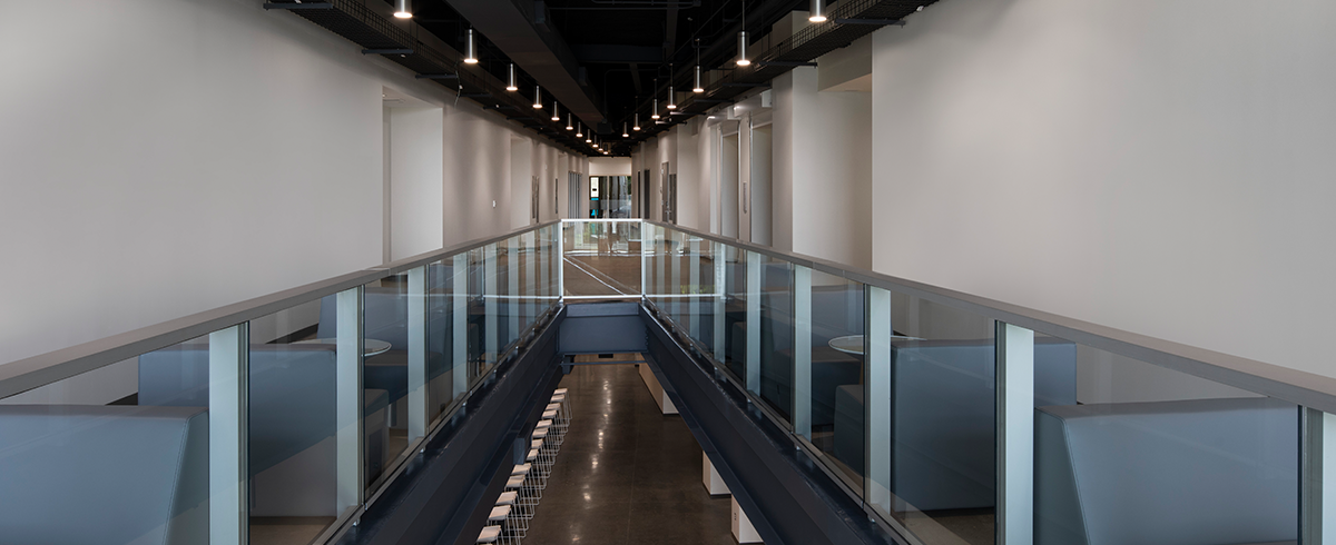 Interior view of hallway In the Pacific Biosciences Research Center at the University of Hawaii