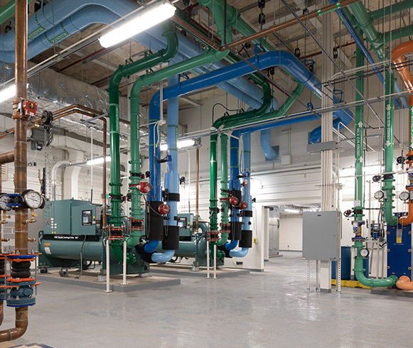 Interior view of HVAC systems In the Pacific Biosciences Research Center at the University of Hawaii