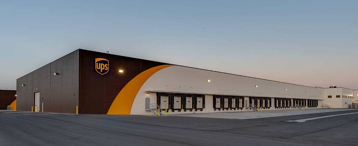 Exterior view of the UPS Mega Hub loading dock