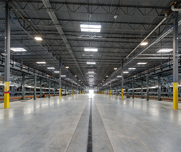 Interior view of the UPS Mega Hub Distribution Facility