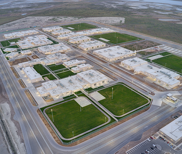 Exterior high altitude drone view of the Utah State Correctional Facility
