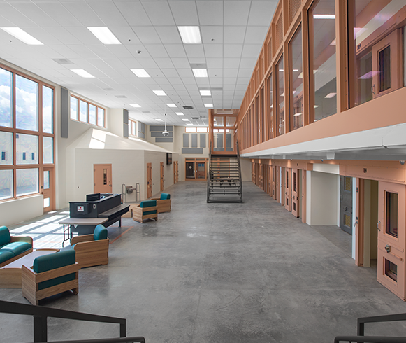Seating area inside the Utah State Correctional Facility