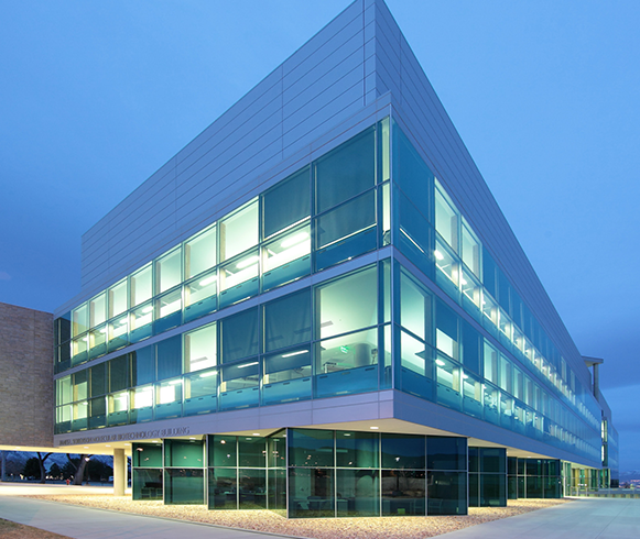 Exterior street view of the Sorenson Molecular Biotechnology Building at the University of Utah