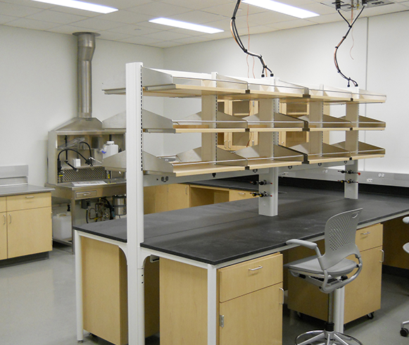 Interior view of work space in the Sorenson Molecular Biotechnology Building at the University of Utah