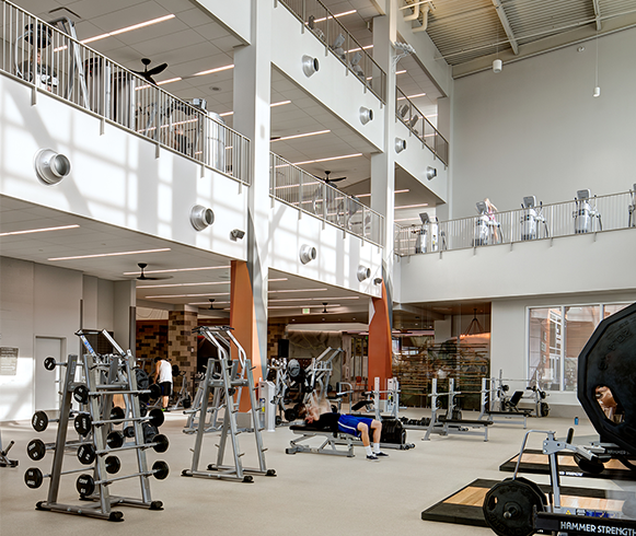 Interior view of gym at the Human Performance Center Utah Tech University