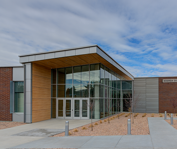 Exterior view of the entrance to The Noorda Center for the Performing Arts