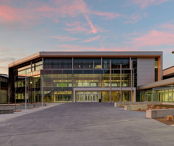 Exterior entrance view of the Scott C. Keller Business Building at Utah Valley University