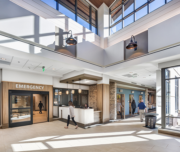 Interior view of lobby at the Unicoi County Memorial Hospital and Long-Term Care