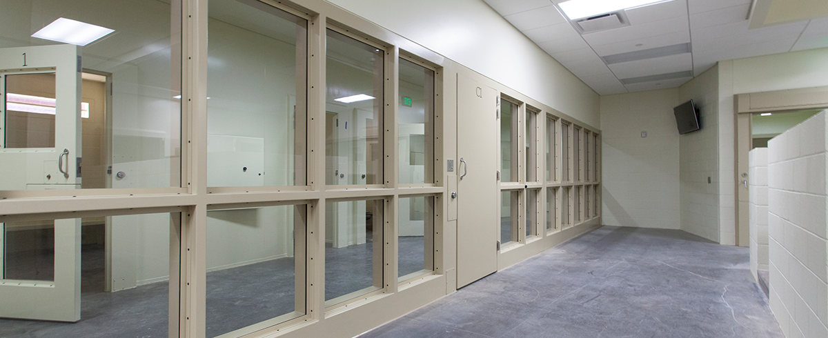 Interior view of the secured hallways of the Central Utah Correctional Facility