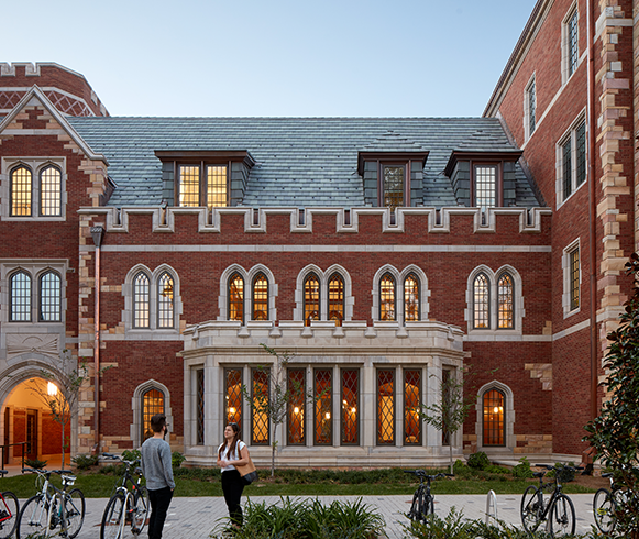 Exterior view of walkway around the Vanderbilt Student Housing