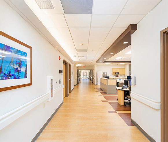 Interior view of hallway inside the Washakie Medical Center