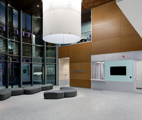 Interior view of lobby at the West Valley Police Department