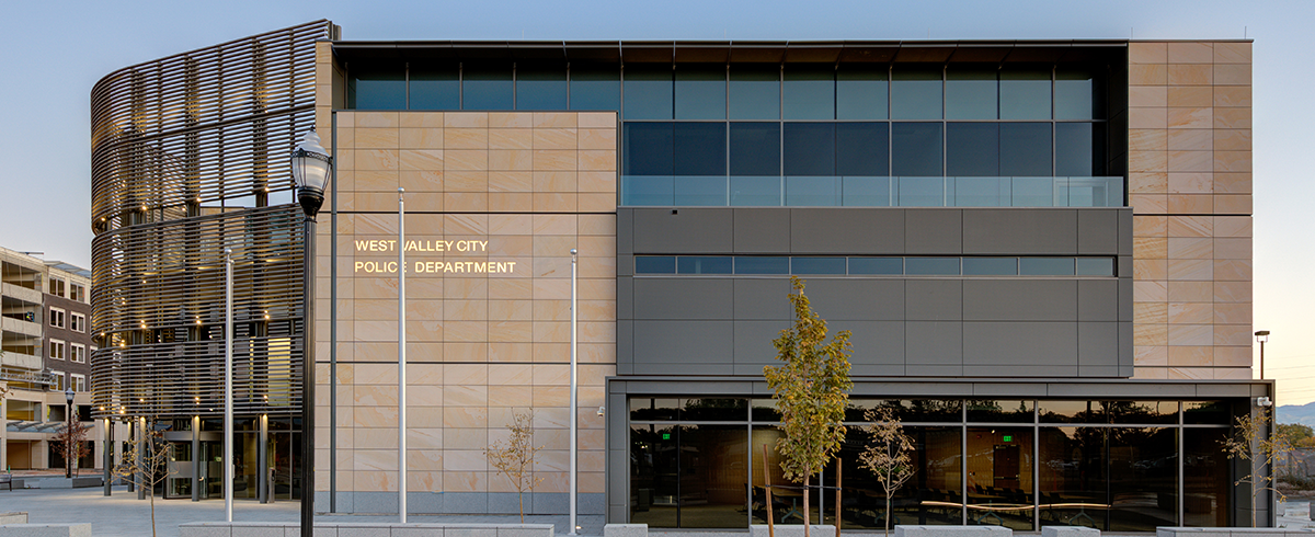 Exterior view of the façade of the West Valley Police Department