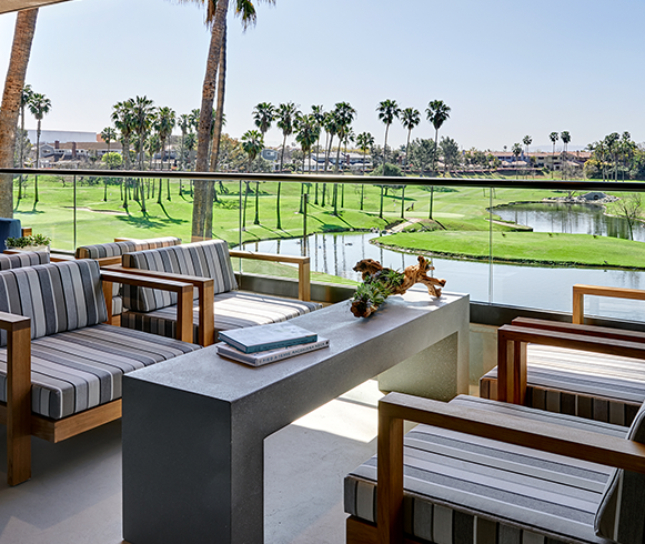 View from balcony overlooking the golf course at the Westdrift Manhattan Beach Hotel