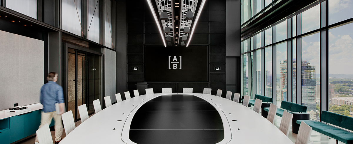 Interior view of large meeting room at Alliance Bernstein