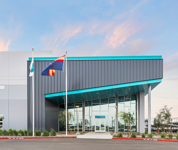 Exterior view of the front entrance to the Ball Corporation Canning Facility