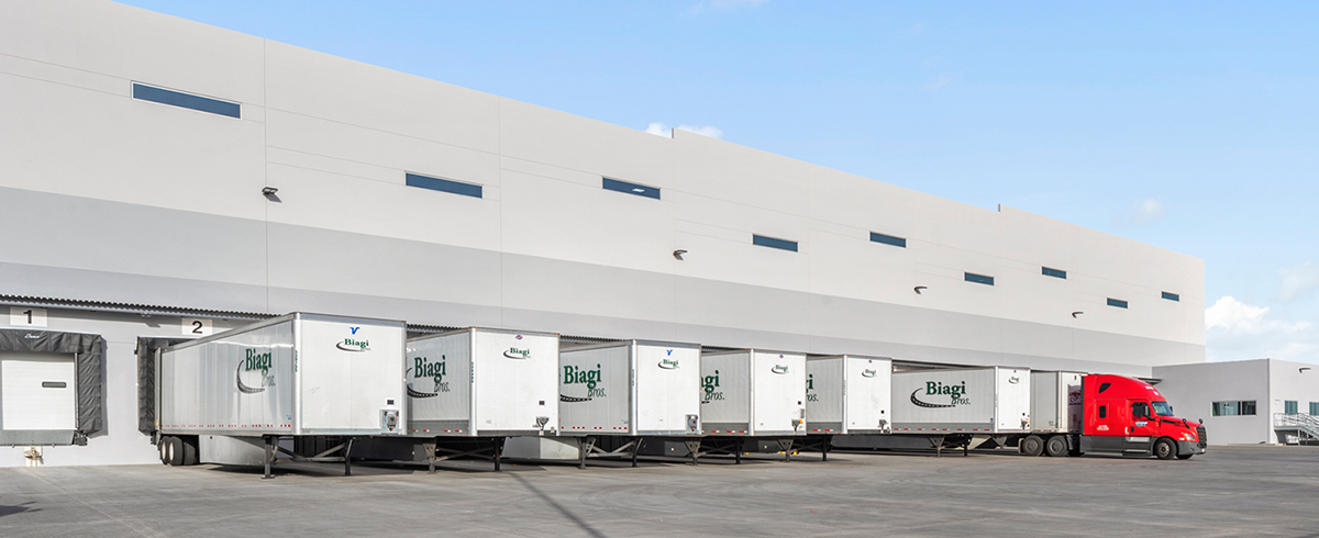 Exterior view of the loading bay at the Ball Corporation Canning Facility