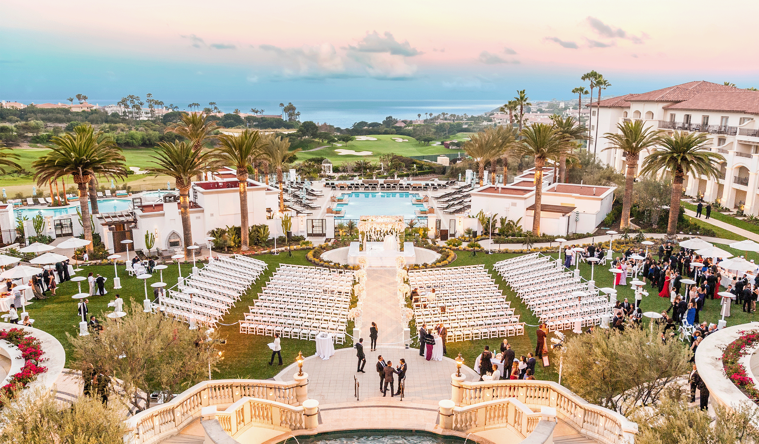 Exterior view of wedding venue at the Monarch Beach Resort
