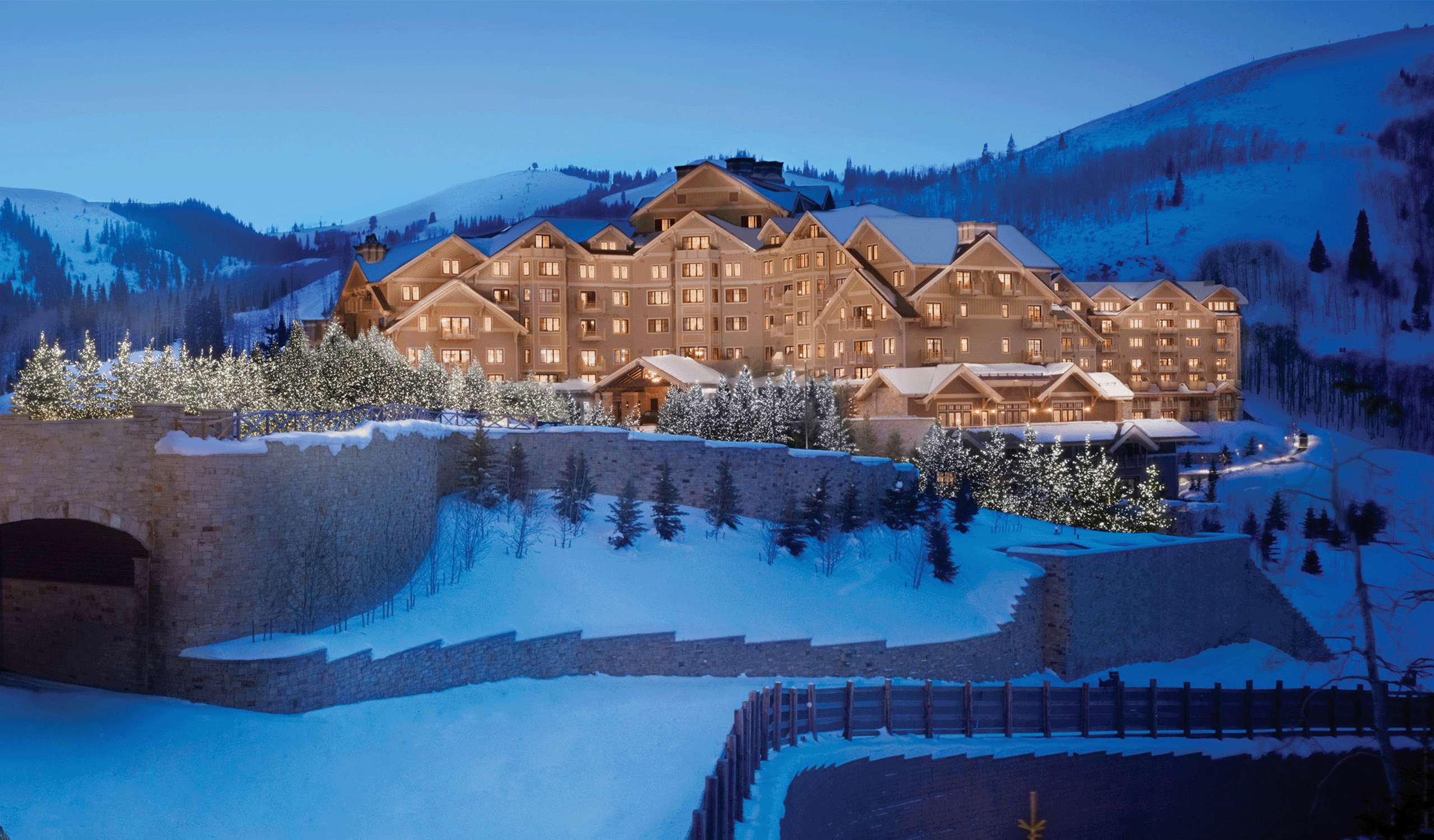 Exterior drone view of Montage Deer Valley