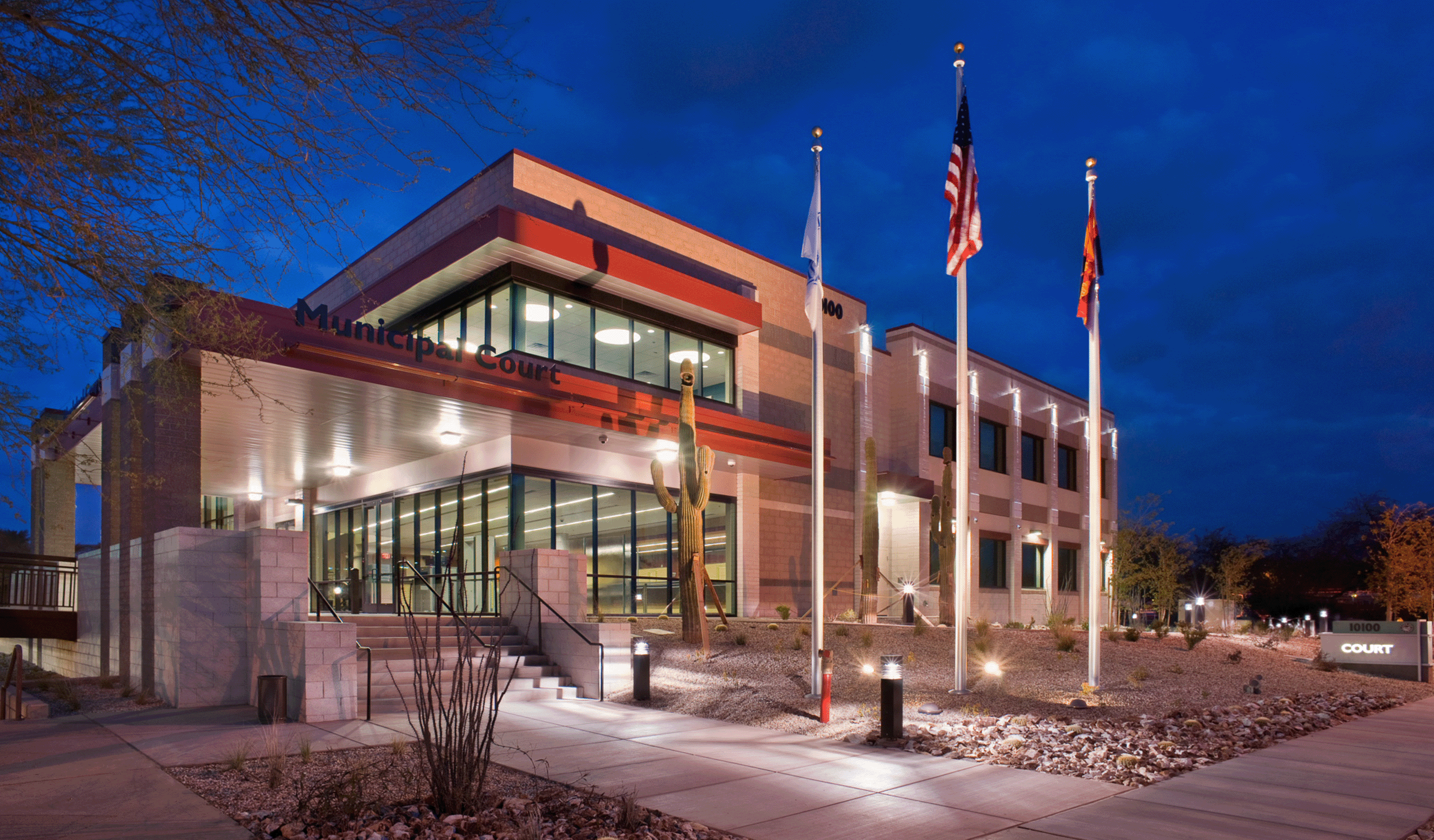 Exterior night view of Peoria Municipal Court