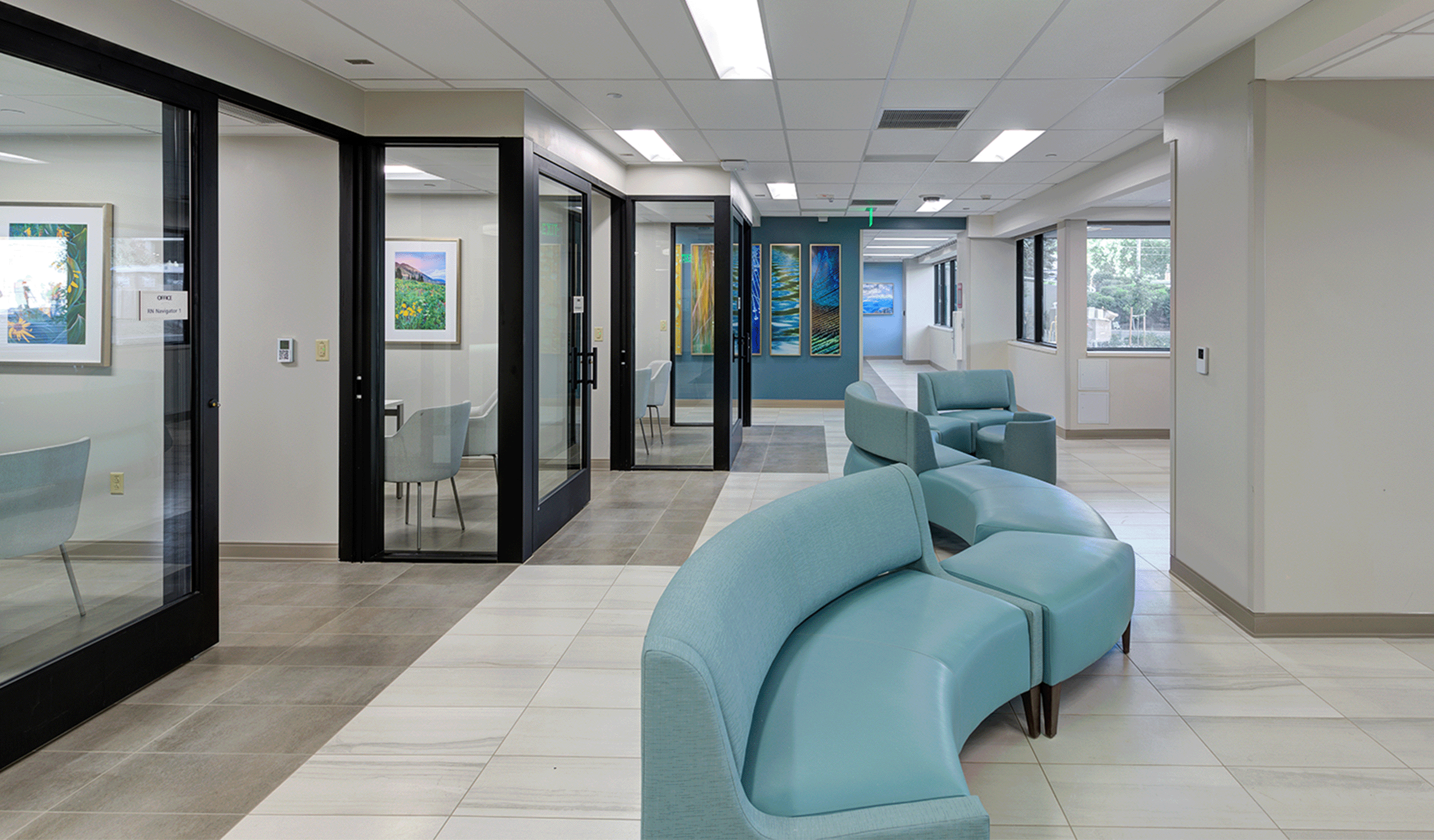 Interior view of waiting areas at the Oncology Renovation at Presbyterian St. Luke's Medical Center