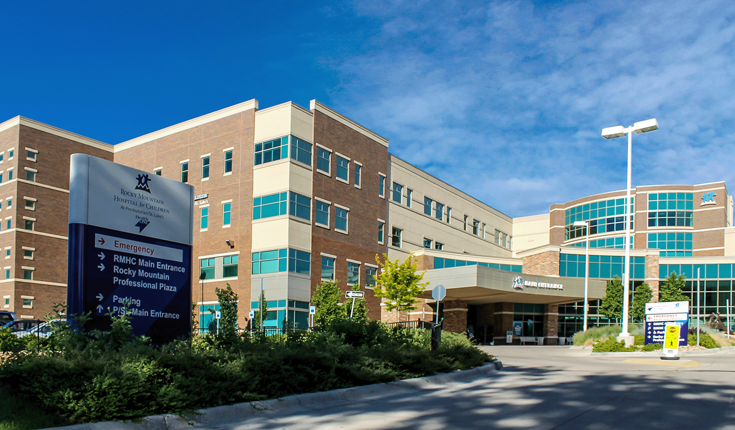 Exterior view of the entrance to the Rocky Mountain Hospital for Children