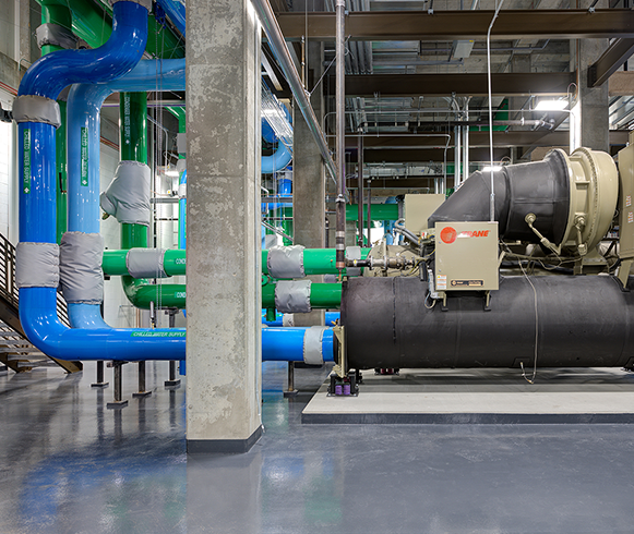 Interior view of HVAC systems inside the St. Luke's Medical Center