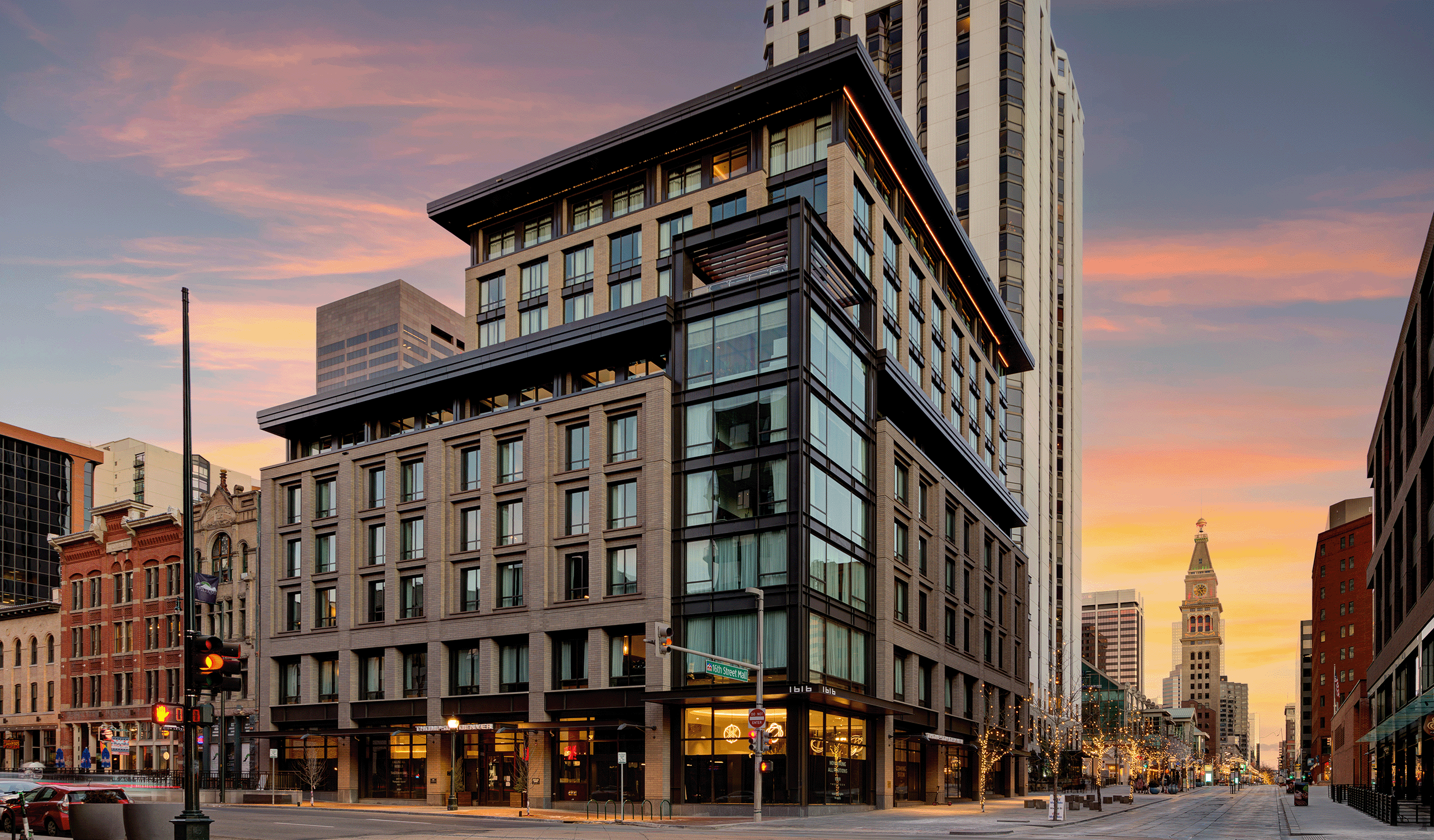 Exterior street view of the Thompson Hotel