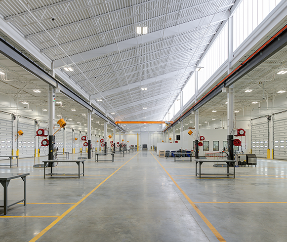 Interior view of the servicing floor at Cummins Atlanta