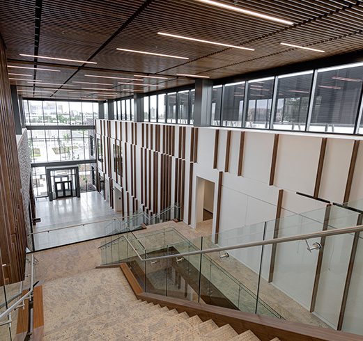 Interior view of the main stairway in Murray City Hall