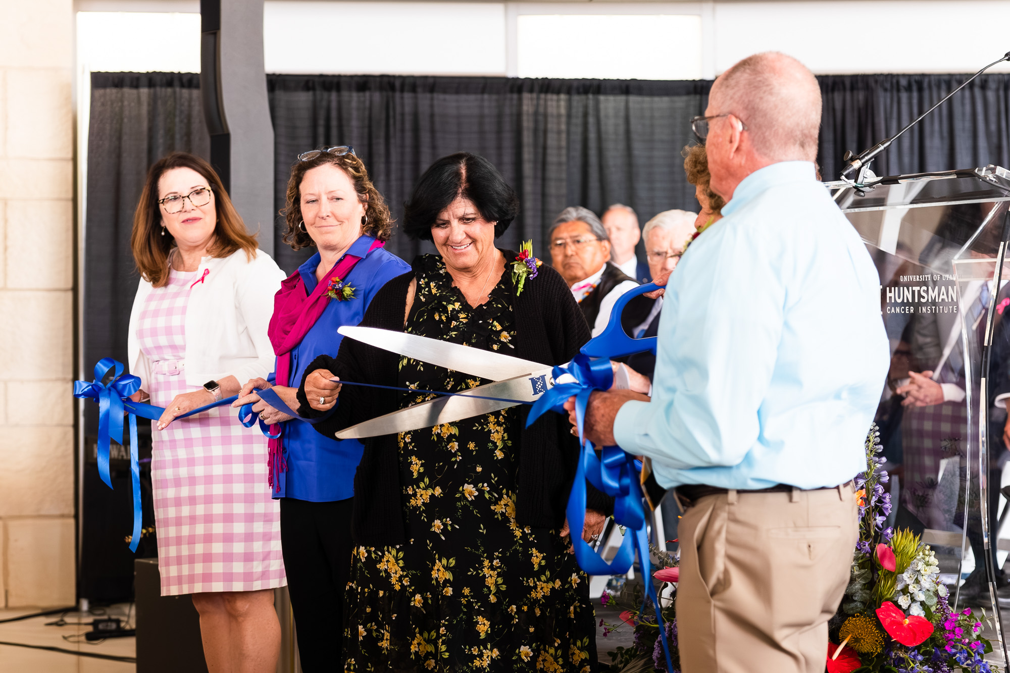 View of ribbon cutting ceremony at the Huntsman Cancer Institute