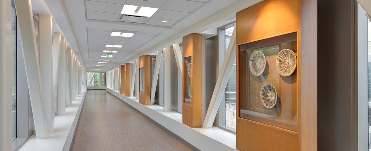 Interior view of hallway inside the Huntsman Cancer Institute