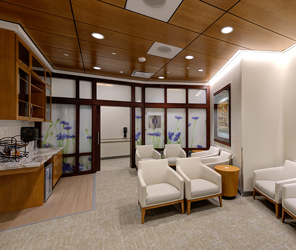 Interior view of waiting room at the Huntsman Cancer Institute