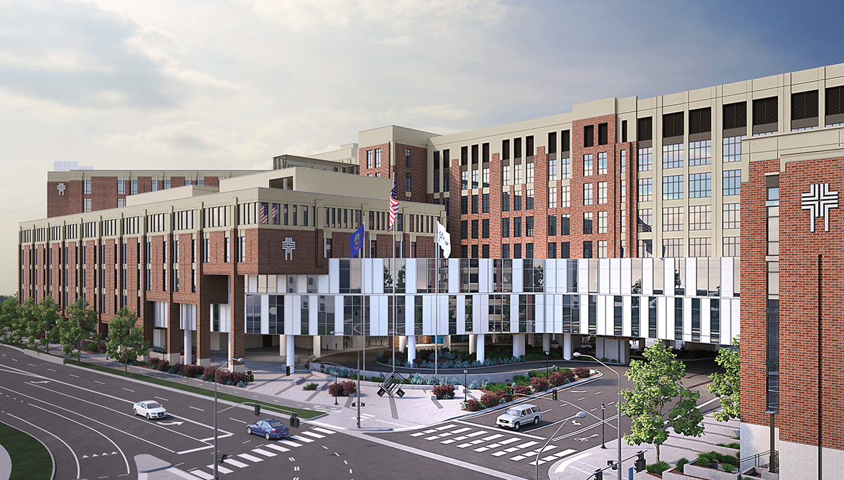 Exterior rendering of St. Luke's Hospital.
