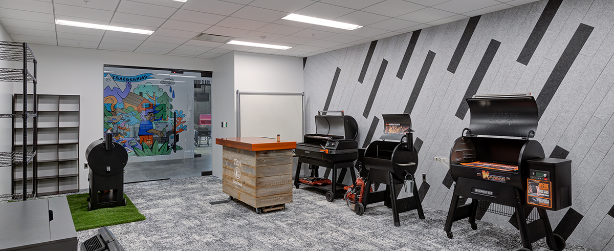 Interior of Traeger Grills office space