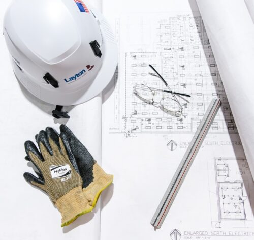 Project Plans, Safety Glasses, Ruler, and Hard Hat